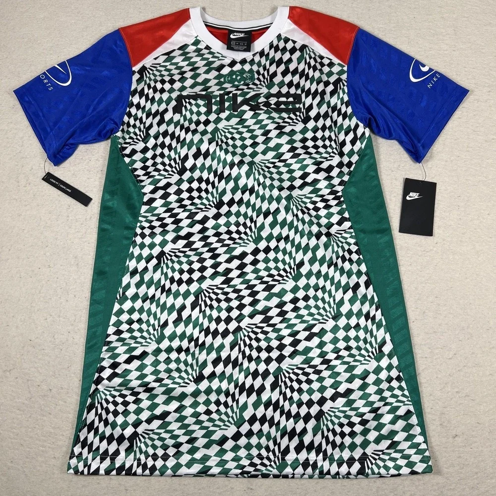 Nike Sportswear T-Shirt Dress Womens XS Multicolor‎ Geometric Jersey BQ8419-480